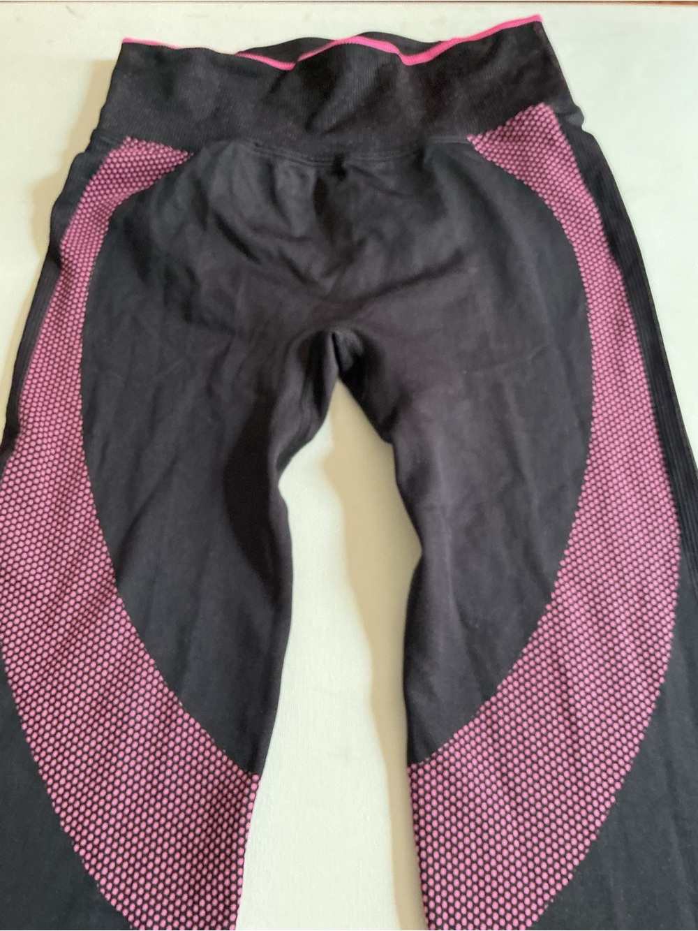 PINK Victoria's Secret Black Leggings with Hot Pink Panels
